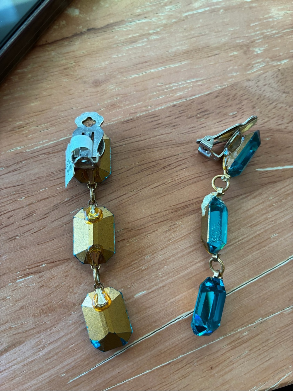 Blue Emerald-Cut Drop Earrings - Women Jewelry - Picture 4 of 5